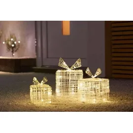 ECD Germany 3er Set LED Geschenkboxen 90 Mikro-LED - Weiß