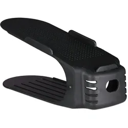 Relaxdays Schuhstapler, 15er Set, bis Größe 39, rutschfeste Schuhablage, Kunststoff, Ordnungssystem für Schuhe, schwarz
