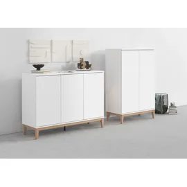 OTTO home Highboard 80 x 121 x 41 cm Weiß / Wotan Eiche