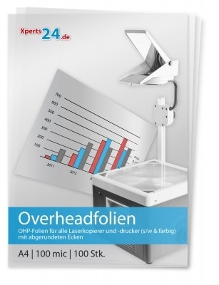 Overhead-Folien für Laserkopierer und -drucker s/w und farbig A4 , abgerundet...
