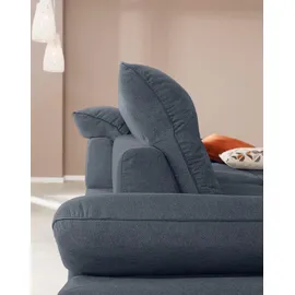 W.Schillig Ecksofa "enjoy&MORE, Designsofa, elegant und bequem, L-Form", blau (marine r66), B:294cm H:87cm T:185cm, Chenille-Flachgewebe R66 (85% Polyester, 15% Nylon);Longlife Xtra-Leder Z59: Glattleder mit modischer Prägung.