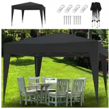 CEPEWA Pavillon Partyzelt PopUp | 3x3m Stahlgestell 2,6m hoch Polyester 210D | 4 Seile 8 Heringe Tragetasche | Gartenzelt mit UV-Schutz (anthrazit 3x3m)