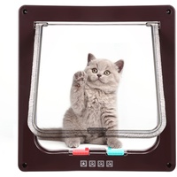 Katzenklappe Hundeklappe mit 4-Wege-Magnet-Schließ,Haustierklappe für Katzen und kleine Hunde, Katzentüre mit Tunnel,Installieren Leicht mit Teleskoprahmen (L-23.5 x 25cm, Braun)