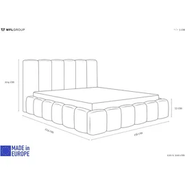 WFL GROUP Polsterbett 120x200 mit Bettkasten und Lattenrost – Grau Bett mit hohem Kopfteil, Boucle oder Samt Stoff - Modernes Doppelbett mit Stauraum – B... - Grau