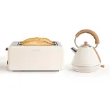 CREATE/PACK TOAST RETRO XL + KETTLE RETRO M/Toaster Cremeweiß mit Wasserkocher Cremeweiß/Wasserkocher 1L