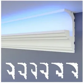 heximo LED Stuckleisten 2in1 Weiß 12 St. 49 x 9,5 cm