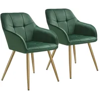 Tectake tectake® Esszimmerstuhl, gepolstert, in Samtoptik, gesteppt, schlanke, goldene