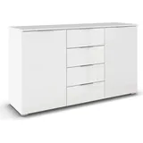 Rauch Kommode »Sideboard Schubladenkommode AGORDO mit Dekor- oder Hochglanzfront«, (in zwei Griff-Farben), mit 4 Schubkästen und 2 Türen sowie Metallgriffen MADE IN GERMANY, weiß