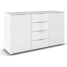 Rauch Kommode »Sideboard Schubladenkommode AGORDO mit Dekor- oder Hochglanzfront«, (in zwei Griff-Farben), mit 4 Schubkästen und 2 Türen sowie Metallgriffen MADE IN GERMANY, weiß