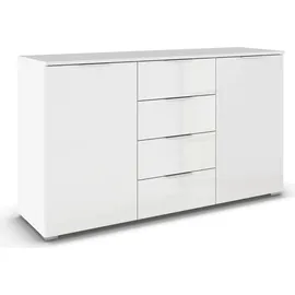 Rauch Kommode »Sideboard Schubladenkommode AGORDO mit Dekor- oder Hochglanzfront«, (in zwei Griff-Farben), mit 4 Schubkästen und 2 Türen sowie Metallgriffen MADE IN GERMANY, weiß