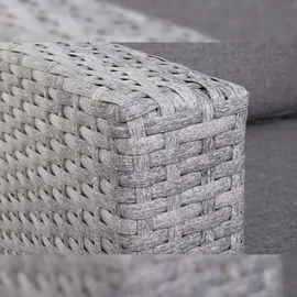 Mendler Poly-Rattan Sofa-Garnitur HWC-A29, zwei 3er-Sofas Gartengarnitur Lounge-Sofa Garten ~ hellgrau Kissen grau