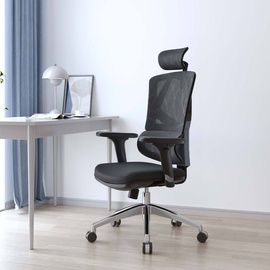 SIHOO Bürostuhl Schreibtischstuhl ergonomisch, Lordosenstütze hohe Rückenlehne 3D-Armlehnen gepolstert schwarz
