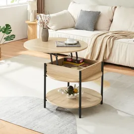 [en.casa] Couchtisch Kandas mit Hebeplatte 70x49 cm Eicheoptik