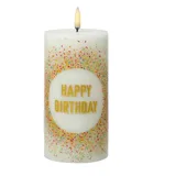 uYuni LED Kerze HAPPY BIRTHDAY Geburtstagskerze H: 15cm in weiß gold | Gr.: onesize
