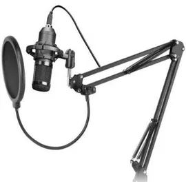 Mars Gaming MMIC-XT, Professionelles High Definition 192Khz 24-bit Studiomikrofon, Kugelarm, Anti Shock Mount, Pop Filter Metallgitter, Schwarz