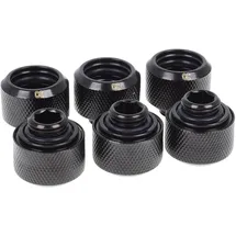 Alphacool Eiszapfen 16mm HardTube Anschraubtülle G1/4 - Deep Black Sixpack, Wasserkühlung Anschluss, Schwarz