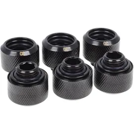 Alphacool Eiszapfen 16mm HardTube Anschraubtülle G1/4 - Deep Black Sixpack, Wasserkühlung Anschluss, Schwarz