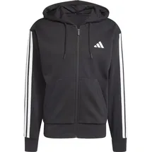 adidas Essentials 3-Streifen Fleece Reißverschlusspullover Black / White 3XL