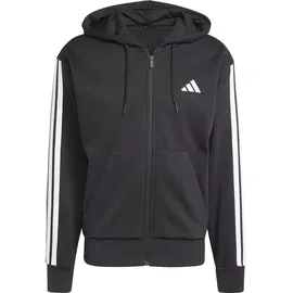 adidas Essentials 3-Streifen Fleece Reißverschlusspullover Black / White 3XL