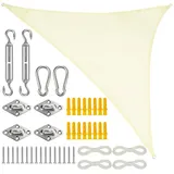 Tinyyo Belle Vous Cremefarbenes Sonnensegel Dreieckig Set - 2 x 2 x 2 m Sonnensegel Wasserdicht mit Befestigungsseilen - UV-Blockierender Sonnenschutz Balkon, Garten, Terrasse & Hinterhof