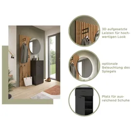 VOLEO Delton Garderobenkombination 96,00x192,00x37,00 Dunkelgrau/Eiche Artisan