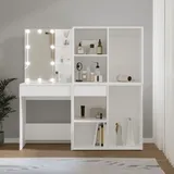 vidaXL Led-schminktisch mit 2 Schränken Weiß Holzwerkstoff