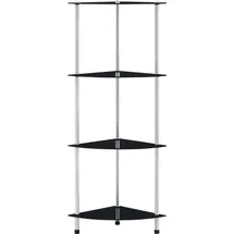 vidaXL Regal mit 4 Ablagen Schwarz 30x30x100 cm Hartglas