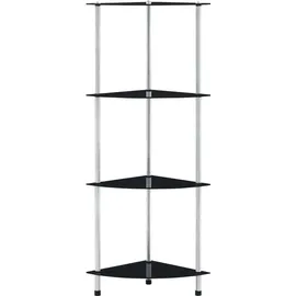 vidaXL Regal mit 4 Ablagen Schwarz 30x30x100 cm Hartglas