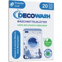 Waschmittelblätter (bis zu 40 Waschgänge) – mit Weichspüler, umweltfreundlich, hypoallergen, vegan und tierversuchsfrei – saubere und sanfte Wäsche, gut für dich und den Planeten