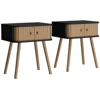 Vicco Nachttisch, Germo, Anthrazit/Bambus, 40 x 47 cm 2-er