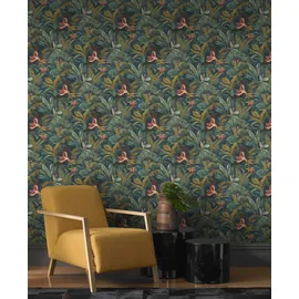 Rasch Textil Vliestapete Muster Dschungel 10,05 x 0,53 m 0 g Blau/Grün/Rot 639216