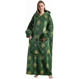 Yzehomijia Lange Hoodie Decke mit Ärmeln für Damen & Erwachsene - Kuscheldecke mit Ärmeln - Weiche & Warme Decke zum Anziehen als Geschenk für Damen Herren.(Green Lion)