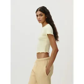 LeGer By Lena Gercke LeGer T-Shirt Teresa, LeGer by Lena Gercke mit Rippstruktur, kurze Form, slim fit gelb XXL (44)