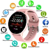 Smartwatch mit Blutdruckmessung,Fitness-Tracker,Gesundheits-Tracker Smartwatch (1,28 Zoll), IP67,wasserdichte Smartwatch für Damen und Herren Smar... - Magenta