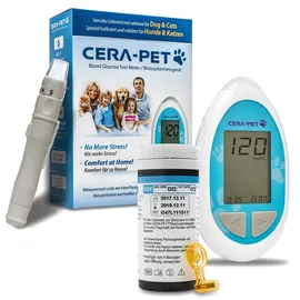 Cera-Pet Blutzuckermessgerät für Hunde und Katzen Komplettes Starterset