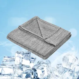 Woltu Sommerdecke Selbstkühlende Decke Mikrofaser Arc-Chill, Kühldecke mit Q-max0.45, Kühl und Hautfreundlich, weiche Sofadecke Reisedecke 150 x 200cm Grau
