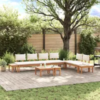 vidaXL Gartensofa-Set 5-tlg. braun/creme