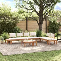 vidaXL Gartensofa-Set 5-tlg. braun/creme