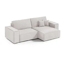MEBLITO Ecksofa Eckcouch mit Schlaffunktion Bento Mini Universelle Seite Wohnzimmer Big Sofa Polstergarnitur Couch Sofagarnitur Schmutziges weiß (... - Weiß