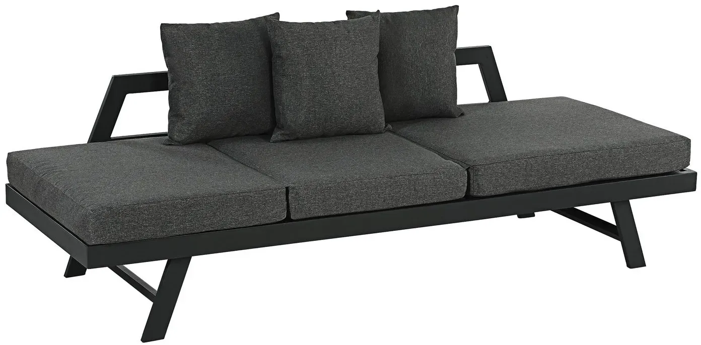 Dehner Gartenlounge-Set Funktionsliege Seattle m. Polster/Kissen, 210 cm, Minimalistische Funktionsliege mit schnelltrocknenden Polster grau