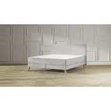 Emma Elite Boxspringbett Comfort - Hellgrau - 200x200 cm - Kopfteil Kissen - Natur Füße