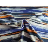 Sweatshirtstoff, French Terry, Sommersweat, Orange/Blau als Meterware zum Nähen, 50 cm