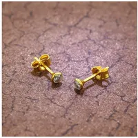 trendor 75098 Ohrstecker für Damen und Herren 585 Gold (14 Kt) Zirkonia 3,5 mm