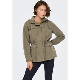 Only Parka "ONLNEWSTARLINE SPRING JACKET CC OTW", Damen, Gr. XS, stone gray, Web, Obermaterial: 92% Polyester, 8% Nylon, unifarben, hüftlang, Jacken Parka, mit durchgehendem und verdecktem Reißverschluss