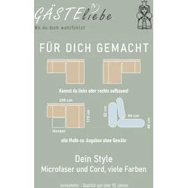 Jockenhöfer Ecksofa JOCKENHÖFER GRUPPE "Genua L-Form, B: 250 cm", grün, B:250cm H:92cm T:179cm, Cord: 100% Polyester, Sofas, Ecksofa, mit 2 Zierkissen