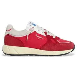 Pepe Jeans für Damen. PLS60035 Marlon Geteilte Lederschuhe rot (37), Wohnung, Wildleder, Schnürsenkel, Lässig