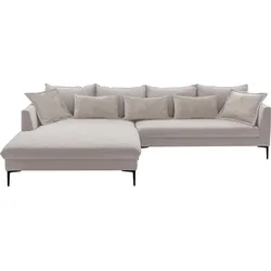 Ecksofa EXXPO - SOFA FASHION "Piazza, elegant und edel, Designsofa mit tollem Sitzkomfort", beige, B:321cm H:90cm T:187cm, Sofas, Longchair Ecke in hochwertiger Verarbeitung, Stellmaße 321x187cm