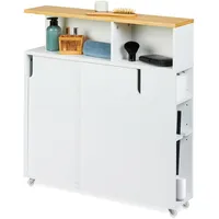 Relaxdays Nischenschrank, 6 Fächer, WC-Bürstenhalter, HBT: 79 x 17