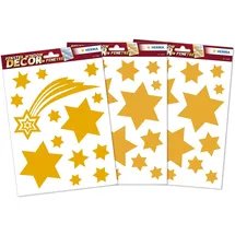Herma 15545 Fensterbilder Weihnachten Sterne Sternschnuppe Gold, 44 Stück, selbstklebend, Kinder Fensteraufkleber, ablösbare Winter Fenstersticker, Glitzer Fensterfolie für Kinderzimmer Weihnachtsdeko