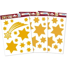 Herma 15545 Fensterbilder Weihnachten Sterne Sternschnuppe Gold, 44 Stück, selbstklebend, Kinder Fensteraufkleber, ablösbare Winter Fenstersticker, Glitzer Fensterfolie für Kinderzimmer Weihnachtsdeko